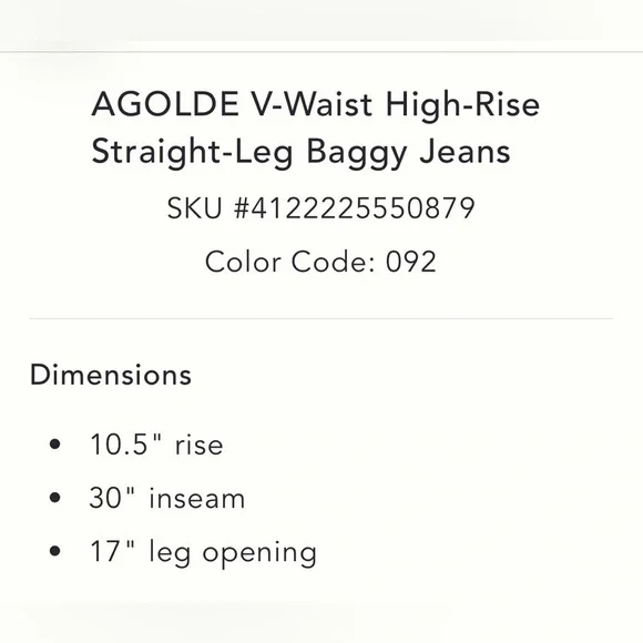 NEW AGOLDE 28 V-Waist High-Rise Straight Baggy Jeans Anthropologie
Faded Denim - Picture 5 of 15